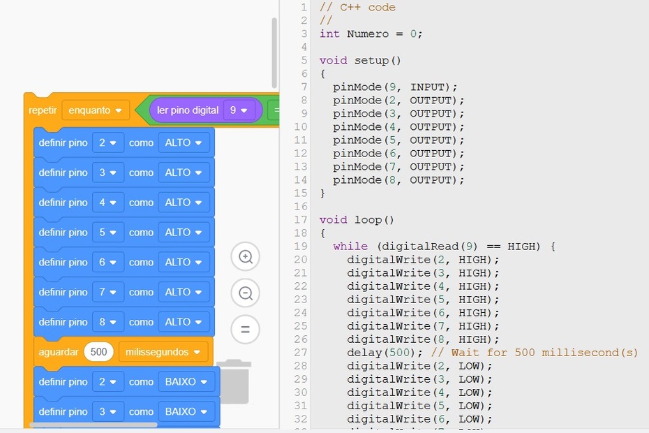 No site Tinkercad, clique na opção “Blocos+Texto”. Com a janela do texto aberta, selecione todo o código e copie-o.