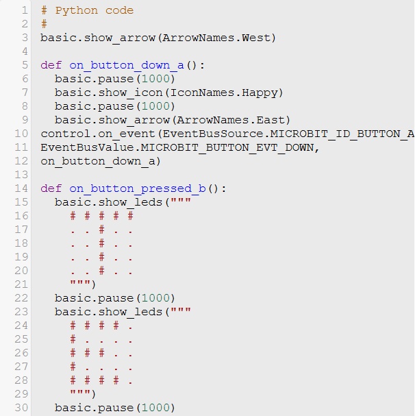 Pegue o micro bit (da vida real) e ponha o código de texto: