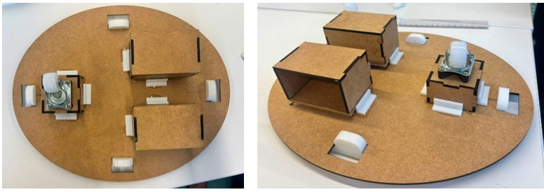 Por fim, é importante verificar se todas as partes estão bem fixadas, se as rodas giram sem atrito com a base e se a base tem aproximadamente o mesmo tamanho do casco externo da tartaruga. Assim, quando o casco for colocado por cima, ele vai encaixar corretamente sem atrapalhar o movimento do robô.