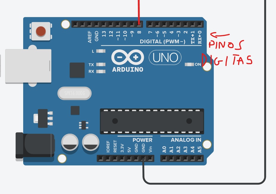 Conecte o fio do polo negativo ao pino GND do Arduino e o fio do polo positivo ao pino digital de sua escolha. Evite usar os pinos 0 e 1, pois eles são utilizados para programar o controlador do Arduino