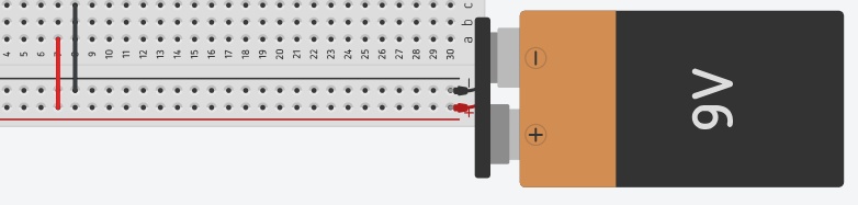 Conecte a bateria 9V no positivo e no negativo
