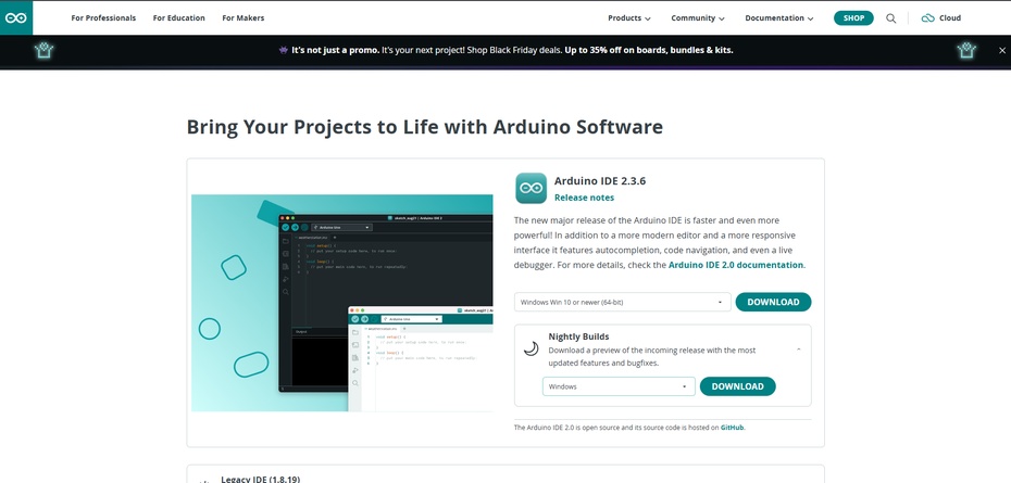 Baixe o Arduino IDE em seu sistema operacional. usando este Link:
https://www.arduino.cc/en/software/