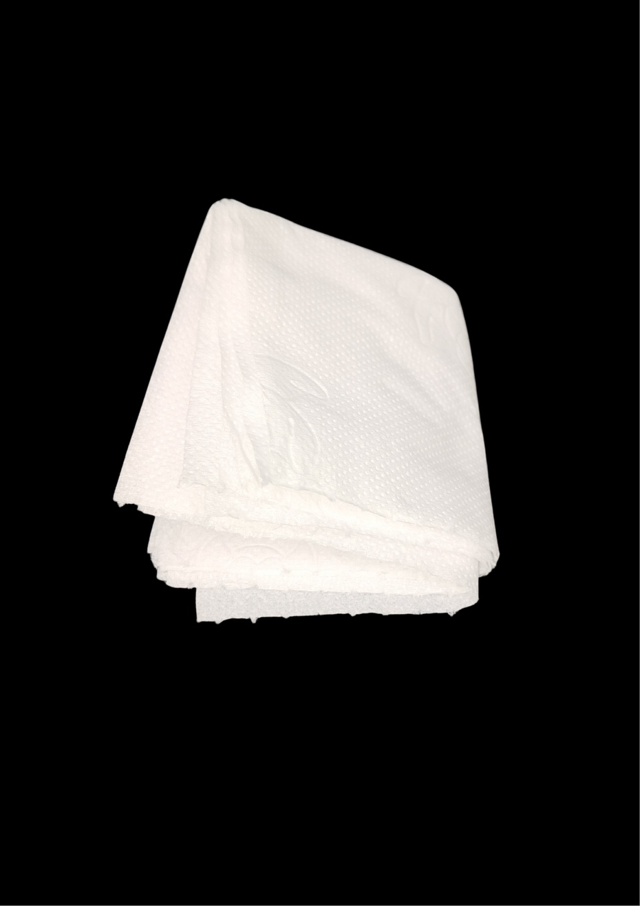 Dobre a pilha papel higiênico no meio e depois dobre ao meio novamente .