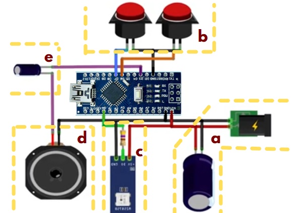 Antes de começar a montagem do circuito, inicie passando, por um dos furos que foram feitos, o fio desencapado da fonte, pois depois de soldado aos outros componentes não será mais possível o passar para dentro da caixa