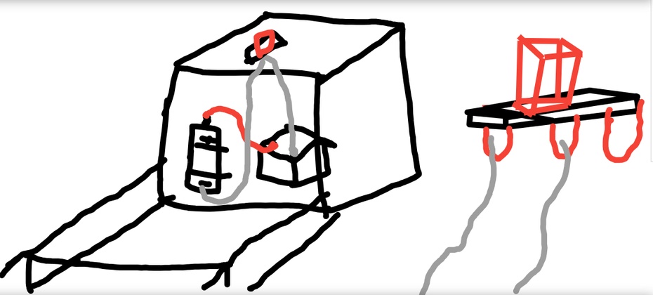 A fiação vai ser mais ou menos assim. faça a fiação do positivo primeiro, na hora de fazer o do negativo pegue o interruptor e pressione contra o isopor 10x7,5cm [o isopor que sobrou] e façaa o furo com o molde do interruptor, coloque um fio no meio do interuptor passando pelo buraco do isopor que você fez com o interruptor e conecte no motor depois coloque em uma das pontas e conecte na pilhae passe fita isolante na pilha e no motor e cole o teto