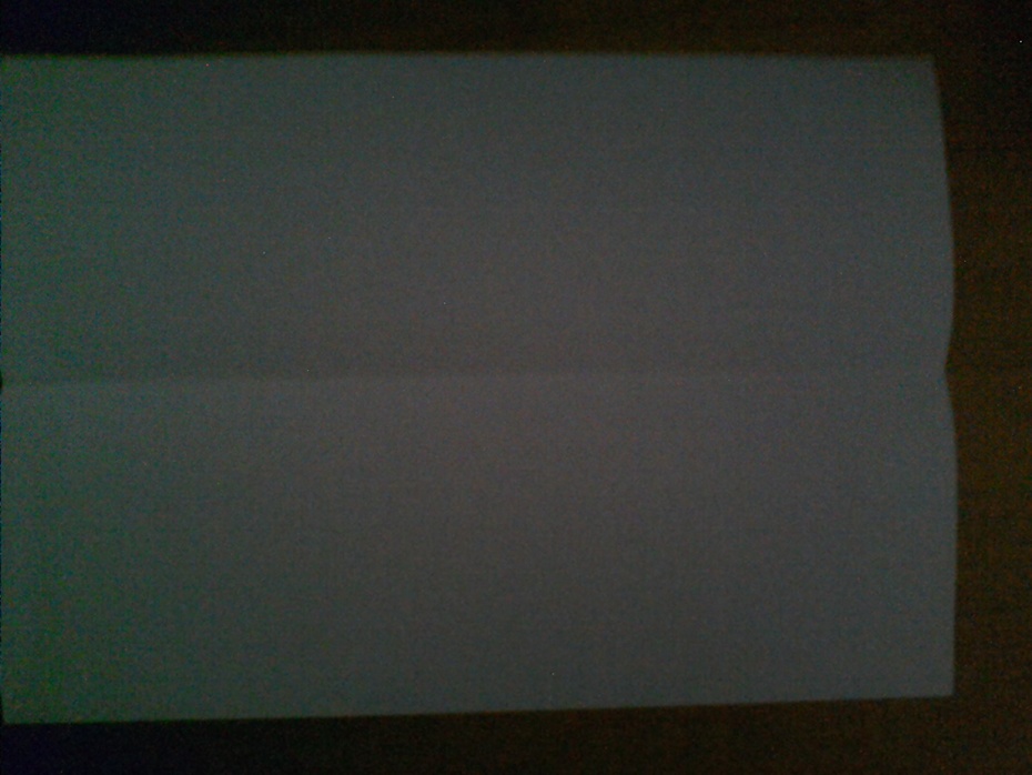 Com sua folha A4 "deitada", dobre verticalmente o papel. Isso será um guia para nós no futuro.