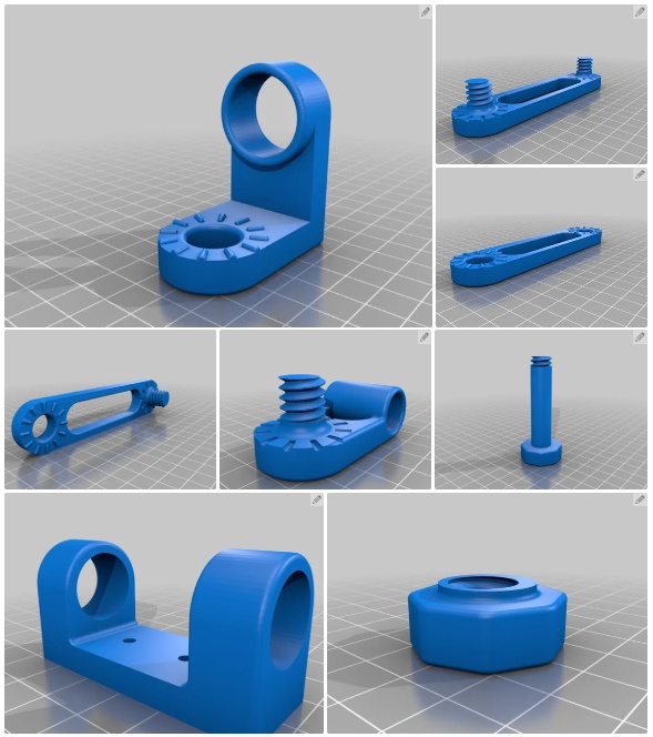 O modelo 3D foi projetado utilizando o software Fusion 360.

O modelo básico é composto por 8 partes diferentes (algumas impressas mais de uma vez para a montagem, como será apresentado a seguir). É possível fazer montagens diferentes das apresentadas nas próximas etapas (quase como um LEGO!).

Eu imprimi todas as partes em PLA, com resolução de 0,2 mm e 20% de infill.
A maioria das partes não requer suportes se impressas na orientação correta (a que já consta nos arquivos stl disponíveis nos links). Somente uma das peças (lamp holder.stl) requer suporte para um melhor acabamento.