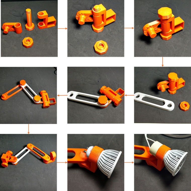 Finalmente, passe um holofote LED pelo soquete da lâmpada e coloque seu conector.
Sua estrutura estará pronta para ser fixada na parede.