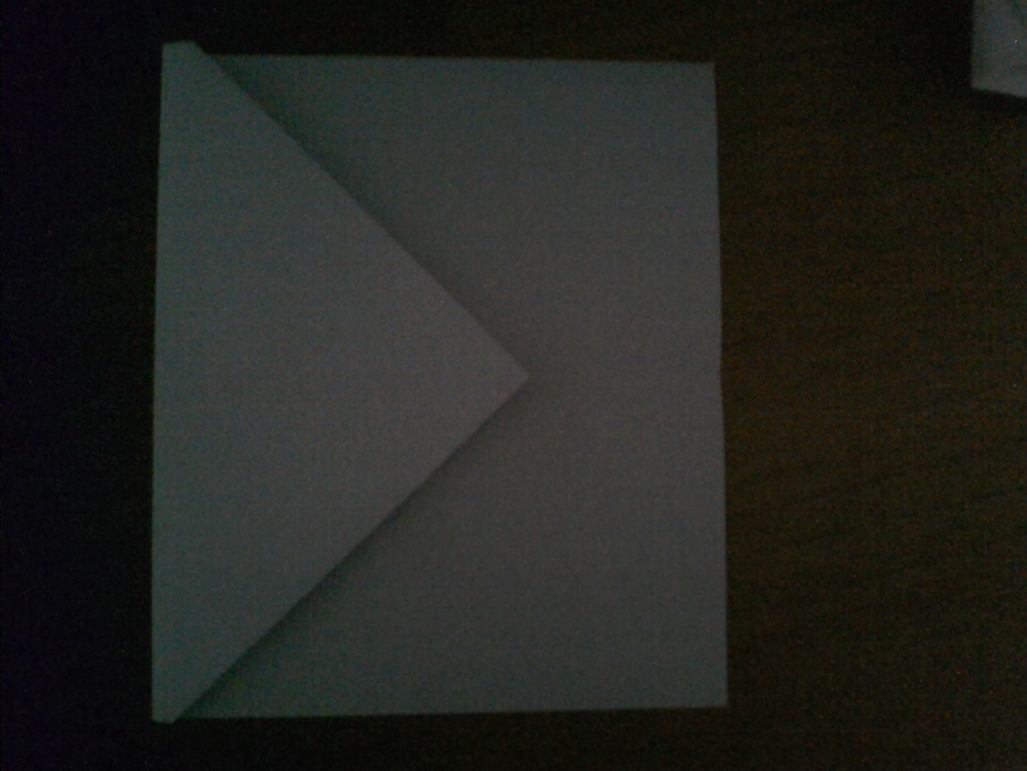 Pegue o "bico" que a gente fez e dobre para a linha demarcada. As duas pontas que a nós fizemos na etapa passada devem ficar viradas para baixo.