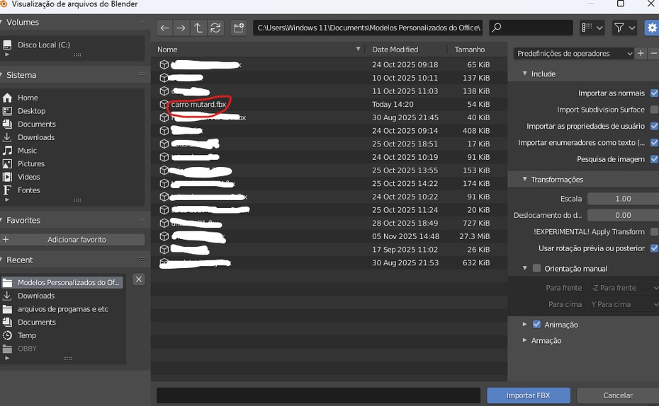 5)
clique no ''carro mutard'' e depois clique em importar fbx