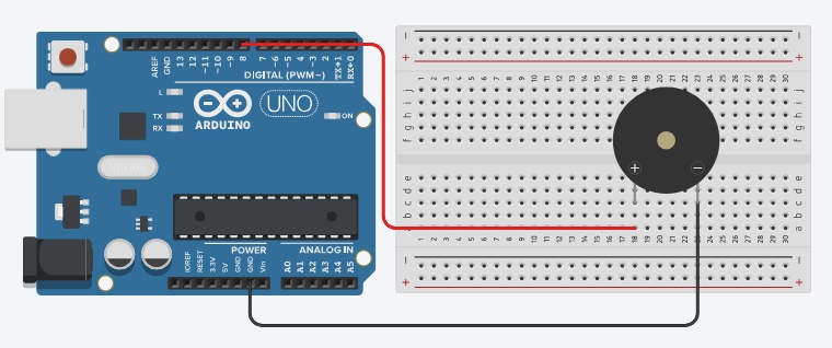 pegue o alto-falante (o alto-falante não pode ser um buzer) e  bote o na porta 8 do arduino e o negativo do alto-falante no GND do arduino, bote o código e esta pronto o seu projeto