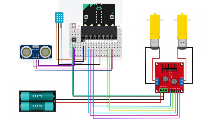 OBS.: para o funcionamento conectar um dos suportes para pilha AAA com conector JST no micro:bit do robô e o outro no micro:bit do controle.
