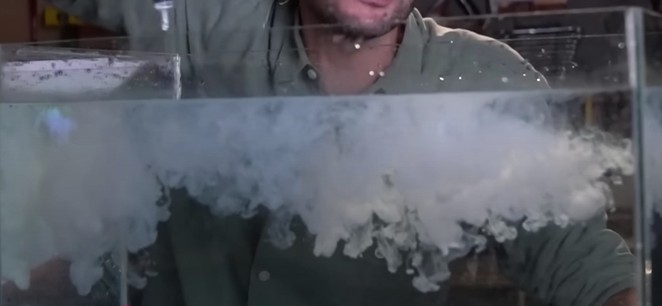 Utilizando a seringa, coloque aproximadamente 10ml de leite dentro do aquário e, com cuidado, misture para deixar a água turva. Ela ficará esbranquiçada, mas ainda transparente.