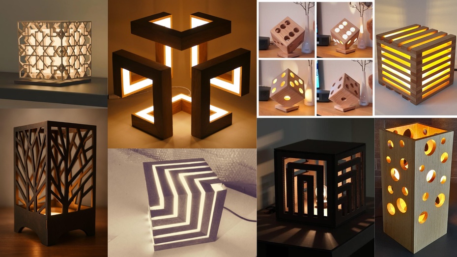 Para iniciar, foi necessária uma pesquisa sobre luminárias de MDF para entender como ficaria o meu projeto e buscar inspirações para a produção.