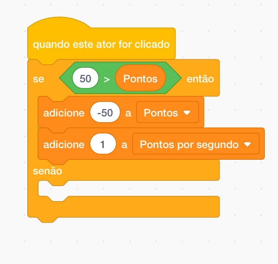 Agora, para valorizar seu pontos por segundo, ponha o comando da imagem ( o 50 no valor pode ser modificado no valor que você quiser).