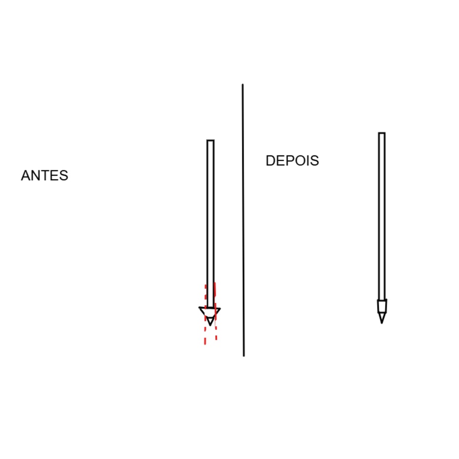 agora iremos pegar o tubinho de tinta da caneta e lixarmos a parte mais grossa pra ficar reta também tipo o que fizemos com o tubo normal