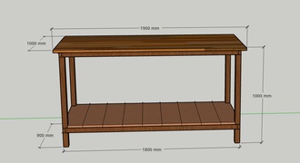 Bancada de trabalho de madeira.