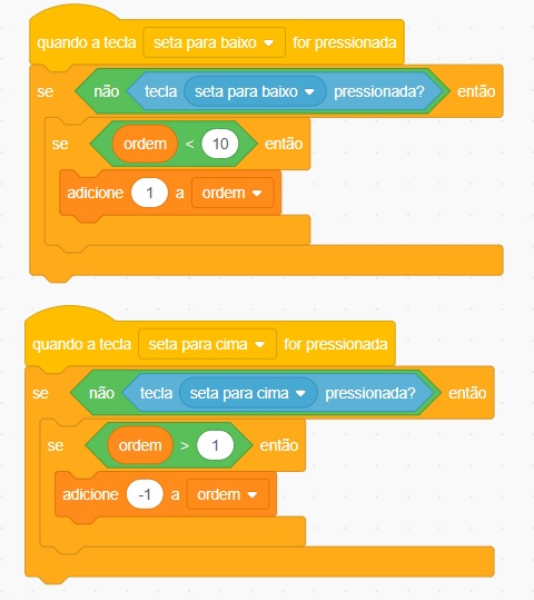 para isso você precisa de uma variável, ordem. o comando abaixo faz com que a variável mude ao ser scrolado o ordem <1 e >10 depende da quantidade de atores que será usado no projeto