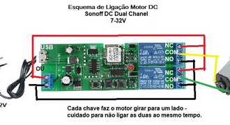 Ligação de Sonoff Dual para Motor