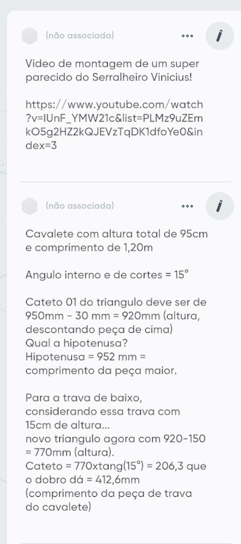 Para o topo do cavalete corte 2 peças com 1,2m (unica peça com corte reto 90°)