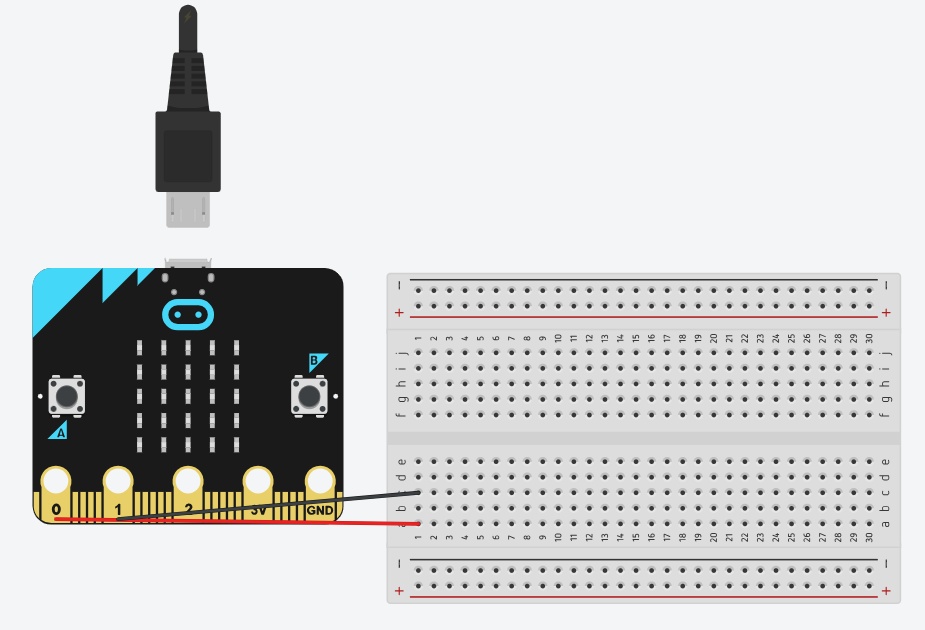 (Você pode usar o tinkercad)
Ligue o micro bit à placa de ensaio